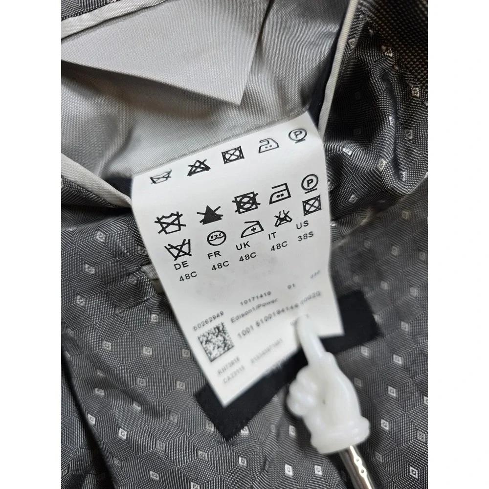 Hugo Boss Blazer Mens 38S Grey Super 100 Wool 2-Button Sport Coat Edison1/Power